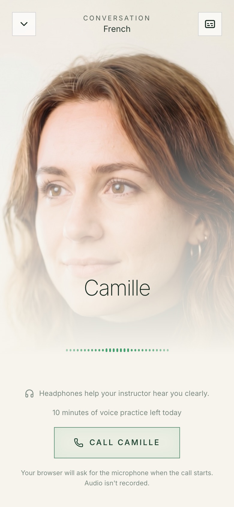 A live call with Camille